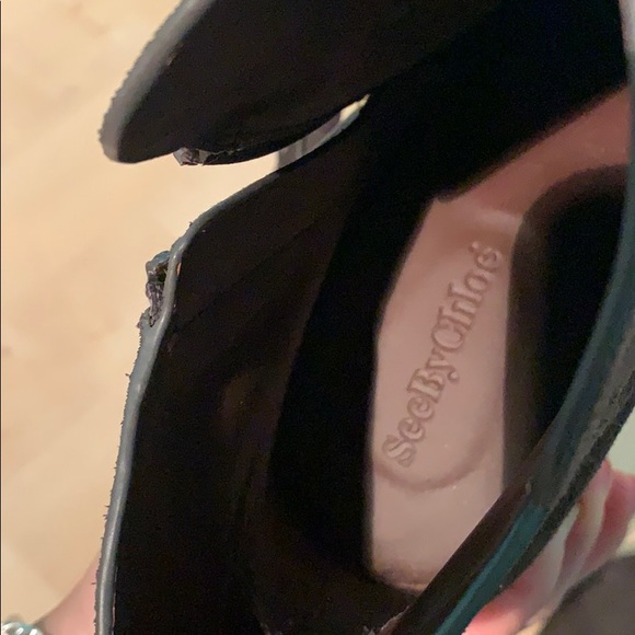 SEE BY CHLOE Suede wood heel ankle boots & charms - Picture 8 of 9